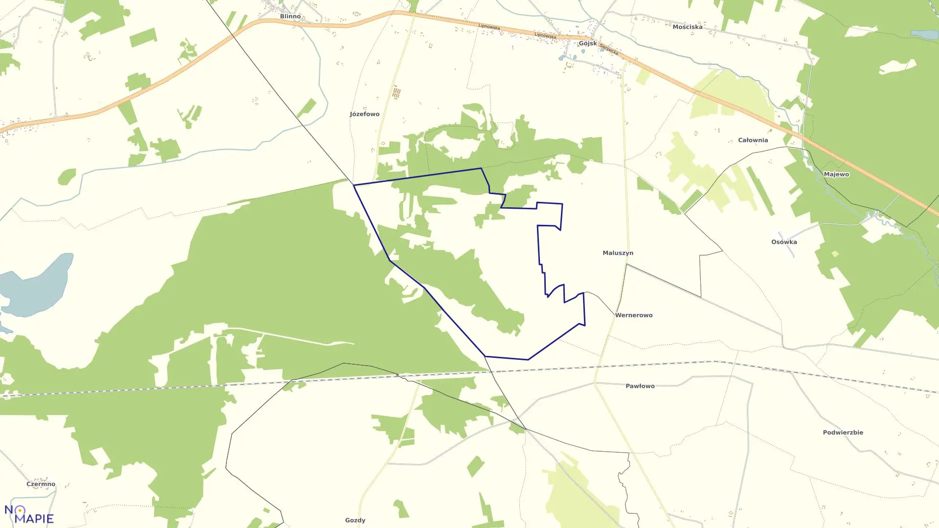 Mapa obrębu MODRZEWIE w gminie Szczutowo